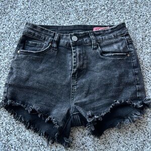 Black denim shorts